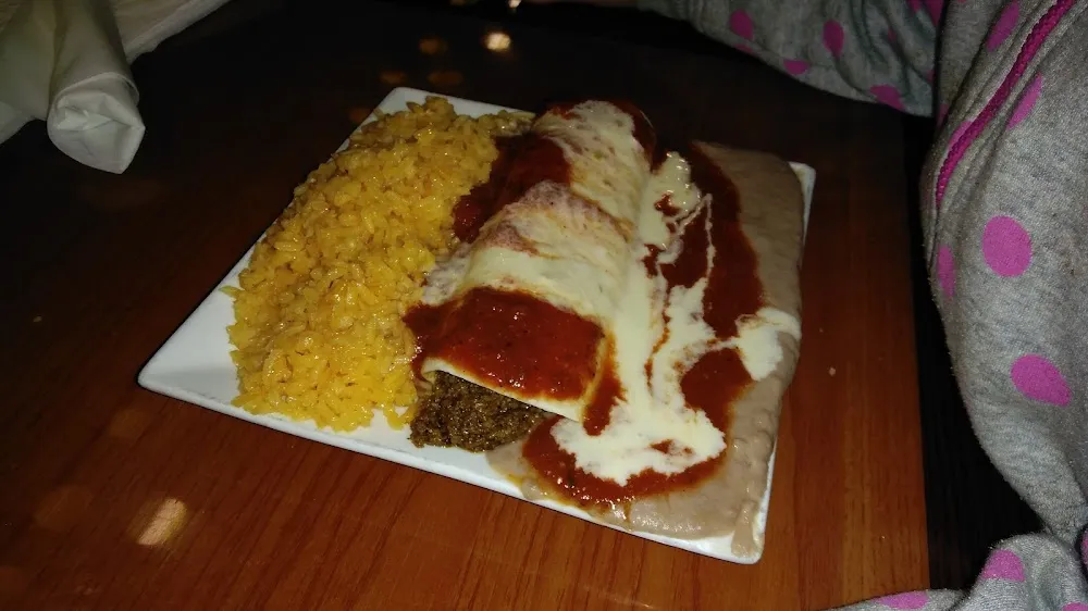Enchilada Rice & Refried Frijoles